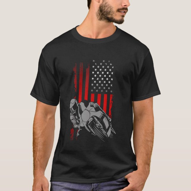 T-shirt Moto drapeau américain (Devant)