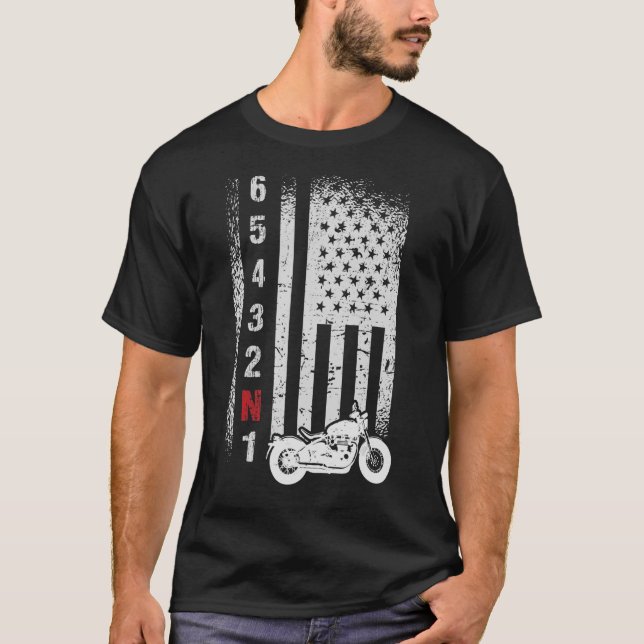 T-shirt Moto drapeau américain (Devant)