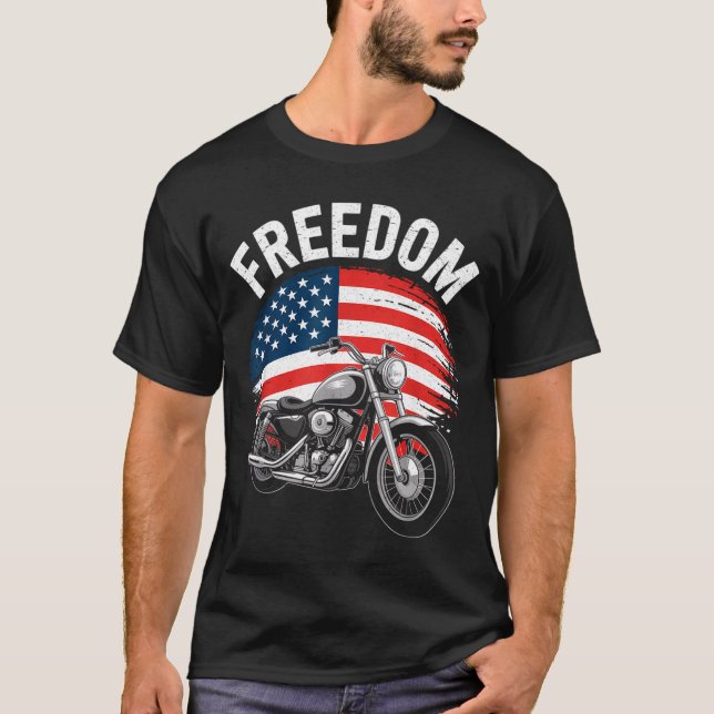 T-shirt Moto drapeau américain (Devant)