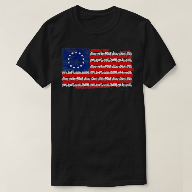 T-shirt Moto drapeau américain vintage (Design devant)