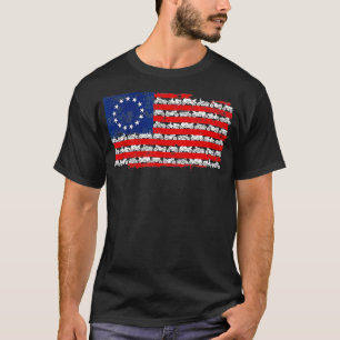 T-shirt Moto drapeau américain vintage