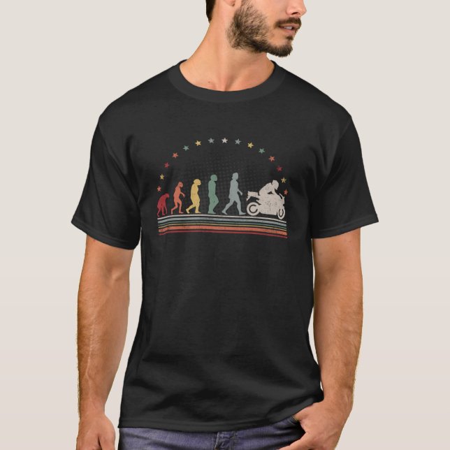 T-shirt Moto Evolution Retro Biker Hobby Moto (Devant)