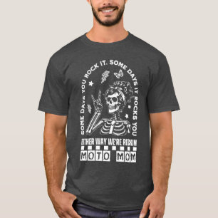 T-shirt Moto Mom squelette Rocker Punk motard Rétro Gothiq