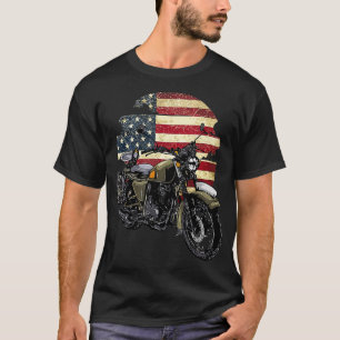 T-shirt Moto Patriotique Vintage American Flag Bike