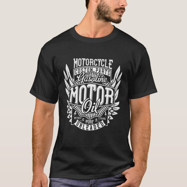 T-shirt Moto Pièces personnalisées Moto Huile Moto Devis (Devant)