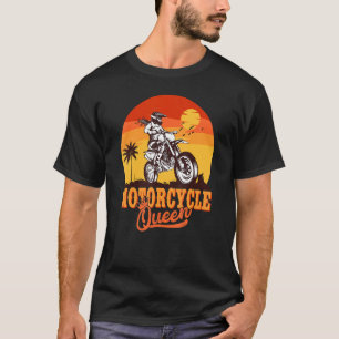 T-shirt Moto Queen Biker Girl Racer Dirt Bike Motore