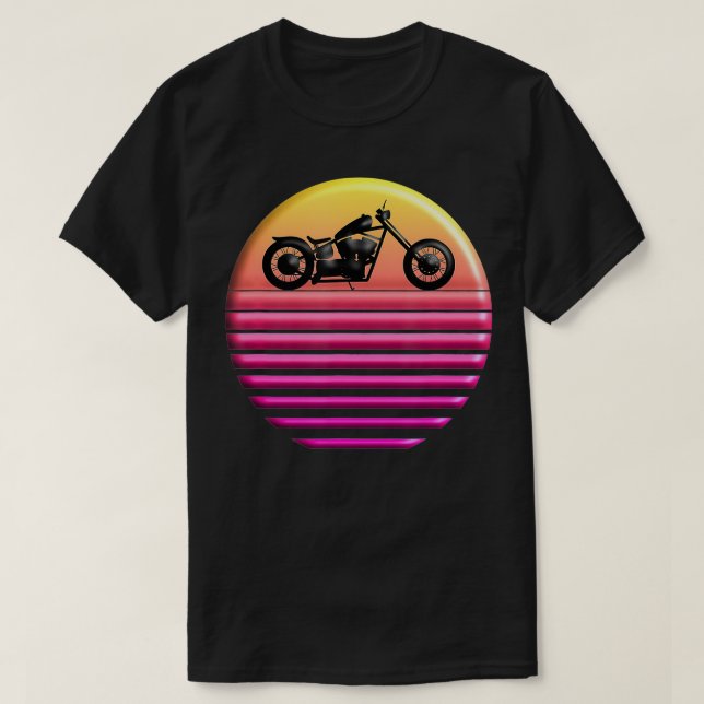 T-shirt Moto rétro vintage Chopper Sun 80s (Design devant)