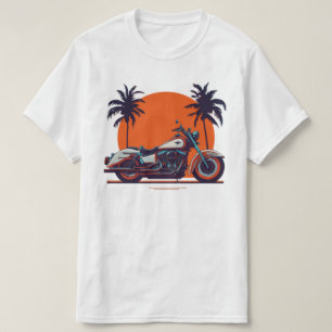 T-shirt Moto Retro vintage Sunset Palm Trees Biker