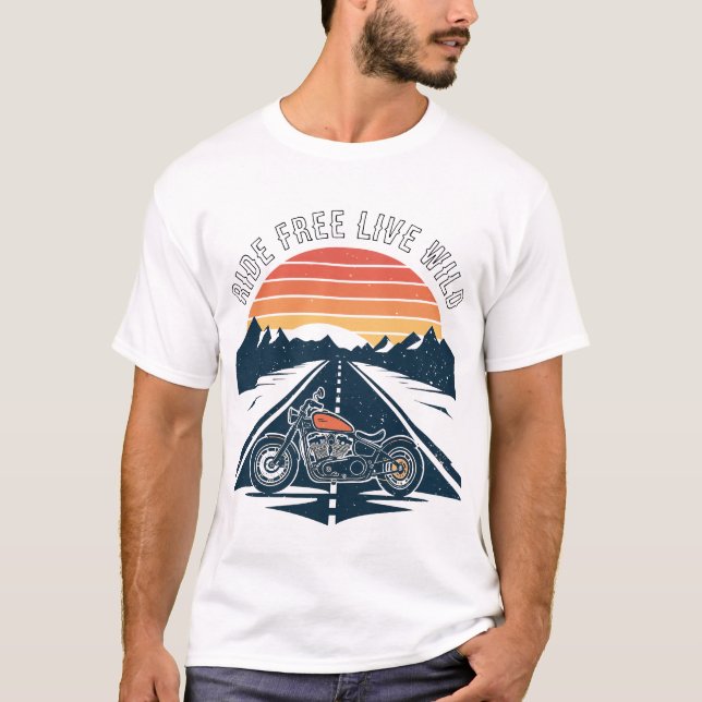 T-shirt Moto Ride Free Live Wild (Devant)