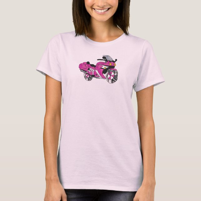 T-shirt Moto rose en verre souillé (Devant)