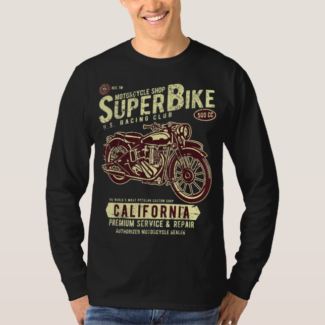 T-shirt Moto Super Vélo Custom Classic Vin Boutique Vin (Devant)
