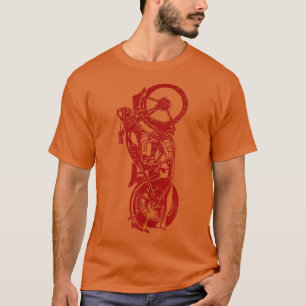 T-shirt Moto Vintage Retro Noir Moto Rouge M