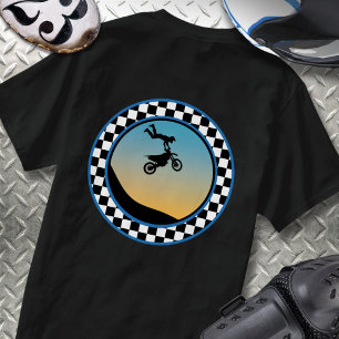 T-shirt Motocross À damiers conception ronde