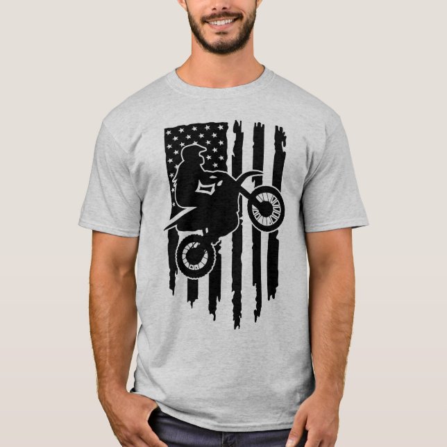 T-shirt Motocross American Flag (Devant)