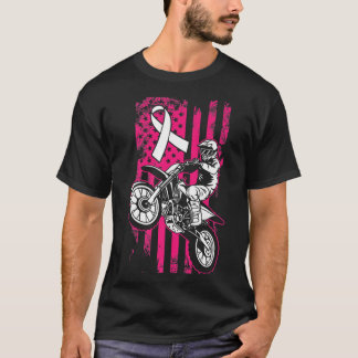 T-shirt Motocross American Flag Sensibilisation au cancer 