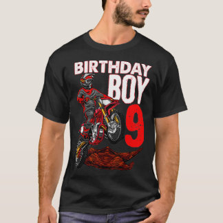 T-shirt Motocross Anniversaire Moto Thème 9ème Anniversair