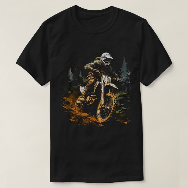 T-shirt Motocross Biker Forest Dirt Vélo Hommes garçons Gr (Design devant)