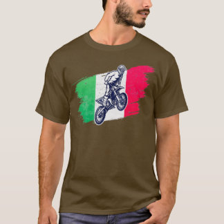 T-shirt Motocross Dirt Bike Drapeau Italien Vintage