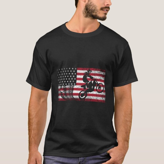 T-shirt Motocross Dirt Bike Racing Biker 4 juillet Ameri (Devant)