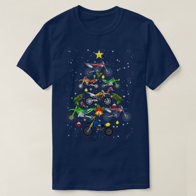 T-shirt Motocross Dirt Bike Tree Christmas TL  (Design devant)