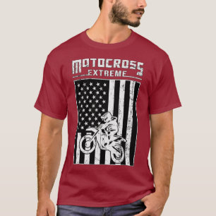 T-shirt Motocross Etreme American Flag Vélo Dirt équitatio