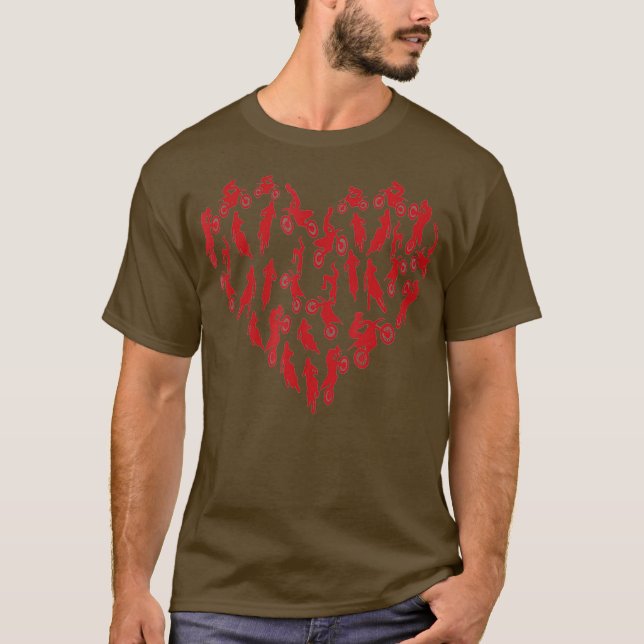 T-shirt Motocross Heart Supercross Valentines Day Kids (Devant)