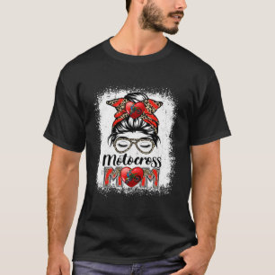 T-shirt Motocross Maman Jour du jeu Messy Bun Leopard Mère
