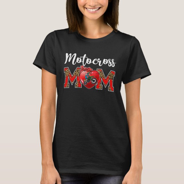 T-shirt Motocross Maman Leopard Jeu Jour Maman Vie Mère s  (Devant)