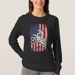 T-shirt Motocross Moto Cross Vintage Drapeau Américain
