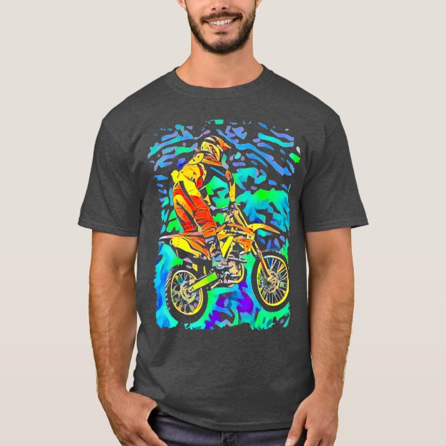 T-shirt Motocross Motocross Racing Pop Art (Devant)
