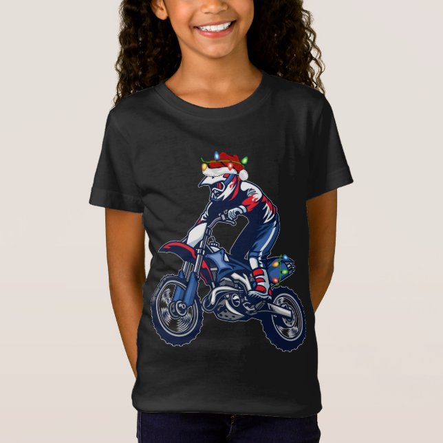 T-Shirt Motocross Sports Amoureux Noël Chapeau de Santa Mo (Devant)