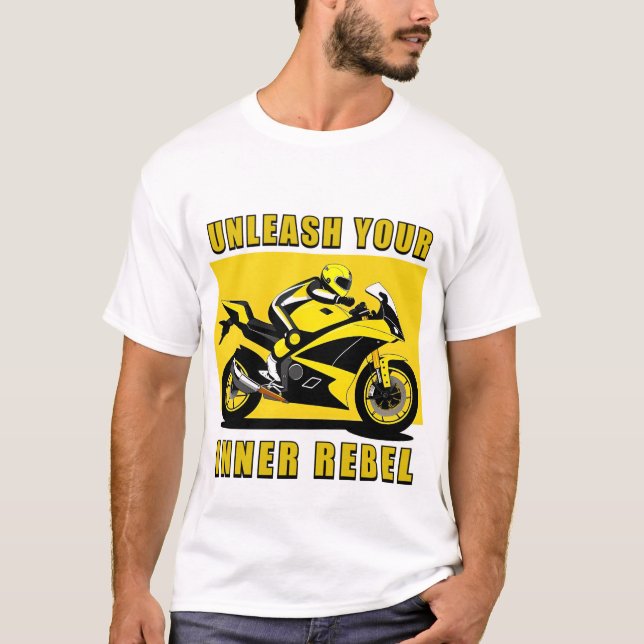 T-shirt Motocyclette de course et cavalier (Devant)