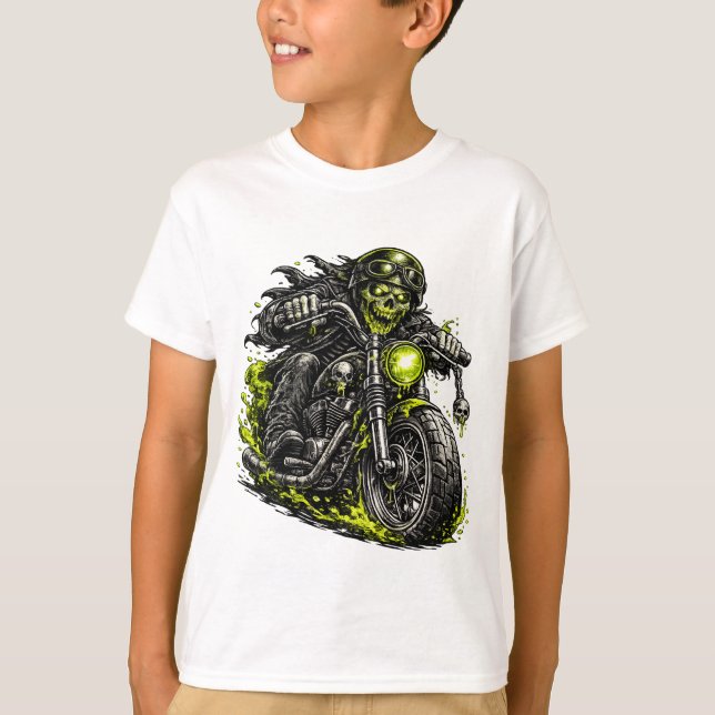 T-shirt Motocyclette de motard zombie (Devant)
