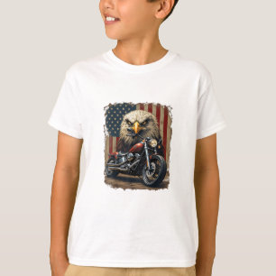 T-shirt Motocyclette Drapeau USA Rétro Biker Chopper