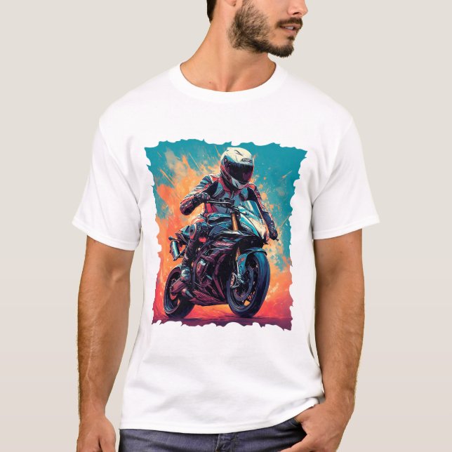 T-shirt Motocyclette en action (Devant)