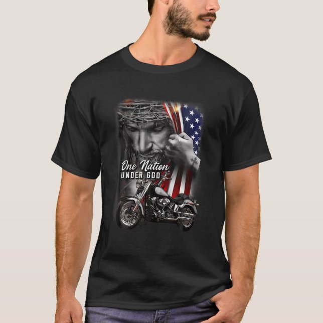 T-shirt Motocyclettes chrétiennes Lover Une nation sous (Devant)