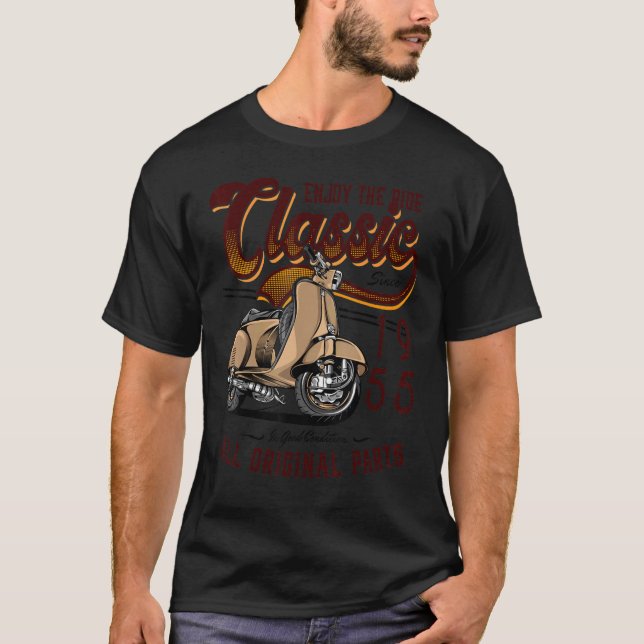 T-shirt Motocycliste classique cycliste 1955 (Devant)