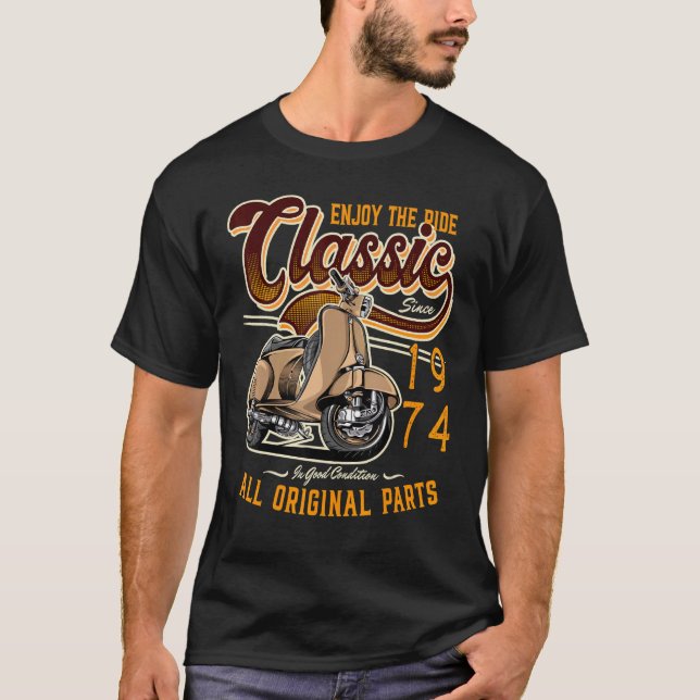 T-shirt Motocycliste classique cycliste 1974 (Devant)