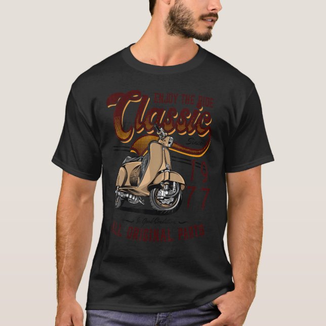 T-shirt Motocycliste classique cycliste 1977 (Devant)