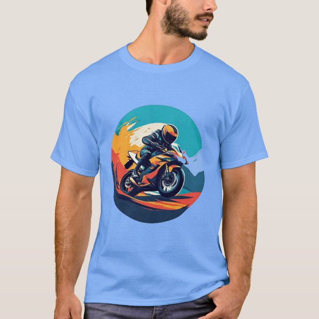 T-shirt Motocycliste en course (Devant)