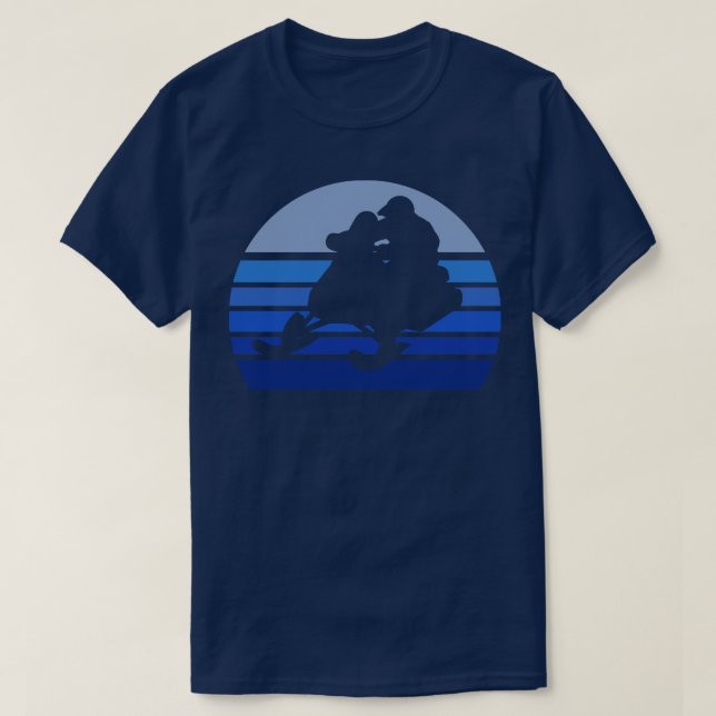 T-shirt Motoneige Blue Retro (Design devant)