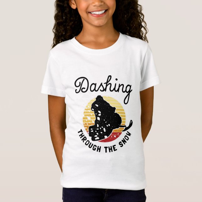 T-Shirt Motoneige - Dashing À Travers La Neige (Devant)