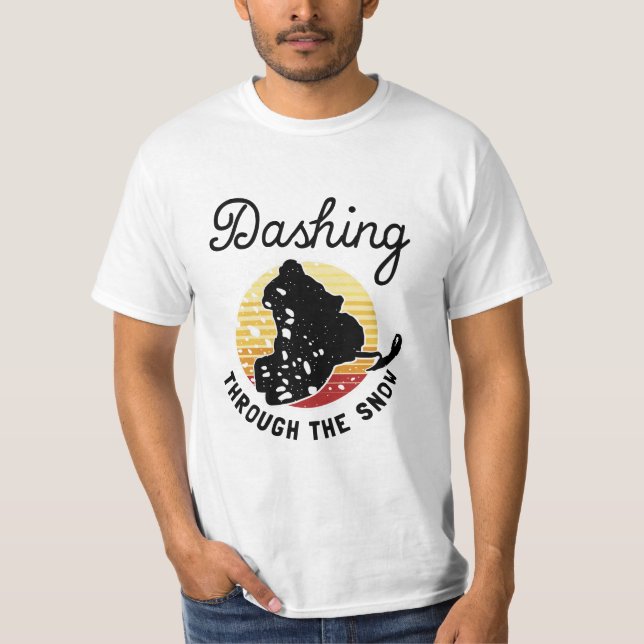 T-shirt Motoneige - Dashing À Travers La Neige (Devant)