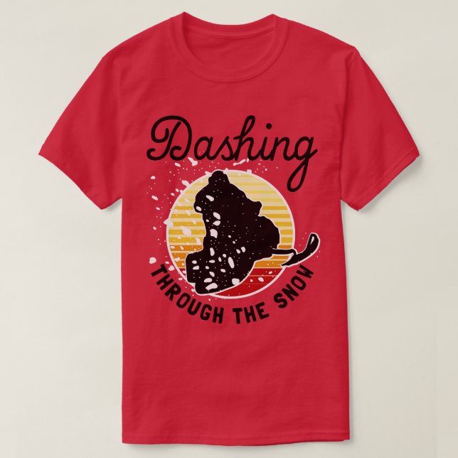 T-shirt Motoneige Dashing À Travers La Neige 1 (Design devant)