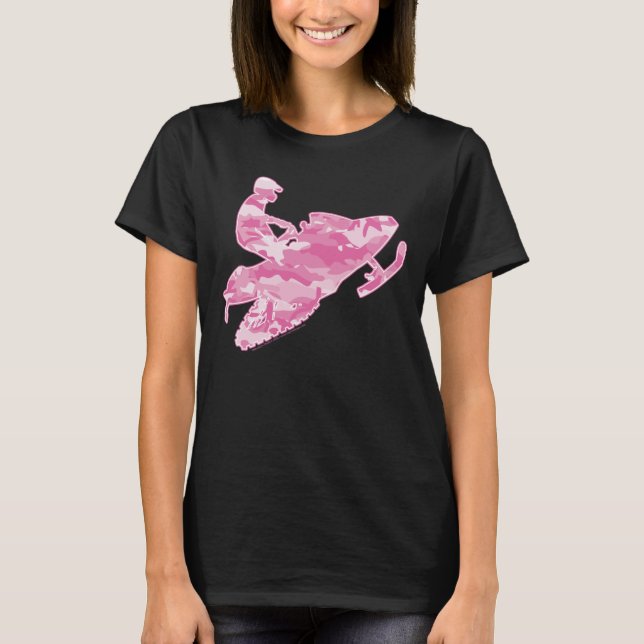 T-shirt Motoneige en Camouflage rose (Devant)