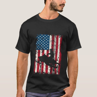 T-shirt Motoneige traîneau drapeau américain en détresse