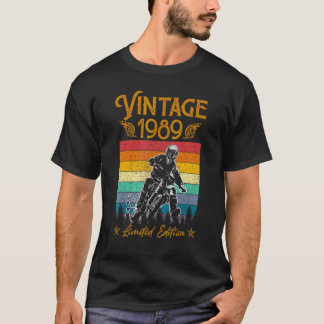 T-shirt Motorcycle 33rd Birthday Men Vintage 1989 Biker Mo