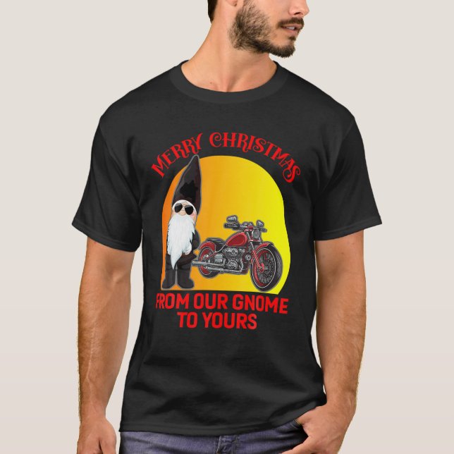 T-shirt Motorcycle Biker Joyeux Noël de notre Gnome à (Devant)