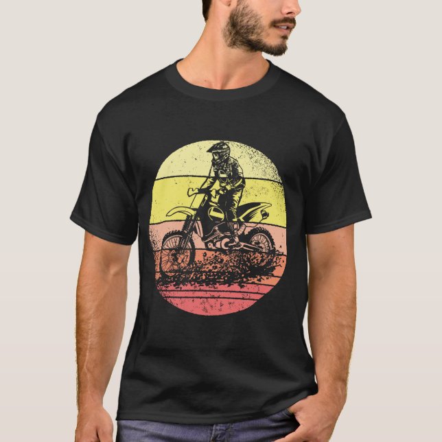 T-shirt Motorcycle Biker Rider Motorcross Bike Retro (Devant)