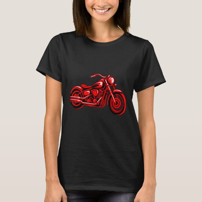 T-shirt Motorcycle Heart Biker Valentines Day Rider Couple (Devant)